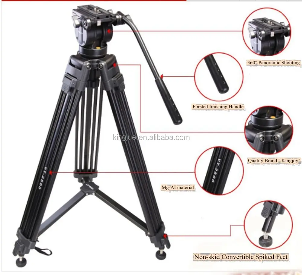 KINGJOY Universal Heavy Duty Professional Camera DSLR Video Base Tripods Stand VT-2500