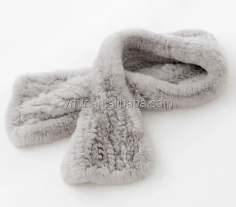 YR446 Winter Basic Pieces Hand knit Rex Rabbit Fur Scarf