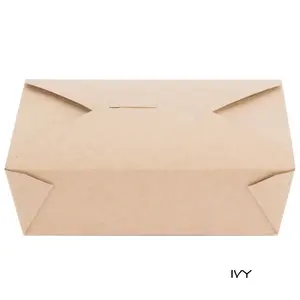 Boîte à déjeuner en papier kraft brun de qualité alimentaire à emporter avec logo personnalisé