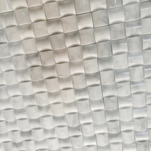 Marbre de carrare <span class=keywords><strong>blanc</strong></span> cube 3d carré mosaïque carrelage - Product Image 3