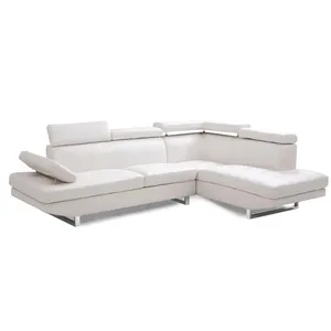 Phong Cách Châu Âu Chân Kim Loại Hiện Đại PU Big Corner Sofa Nội Thất Với Điều Chỉnh Tựa Đầu Armrest Sofa