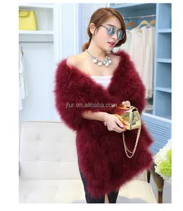 Fluffy hermosa Turquía pluma ropa para novia/venta caliente Poncho chales