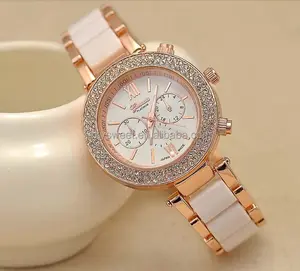 ladies fancy luxury watch,Enameled Ceramic band wrist watch