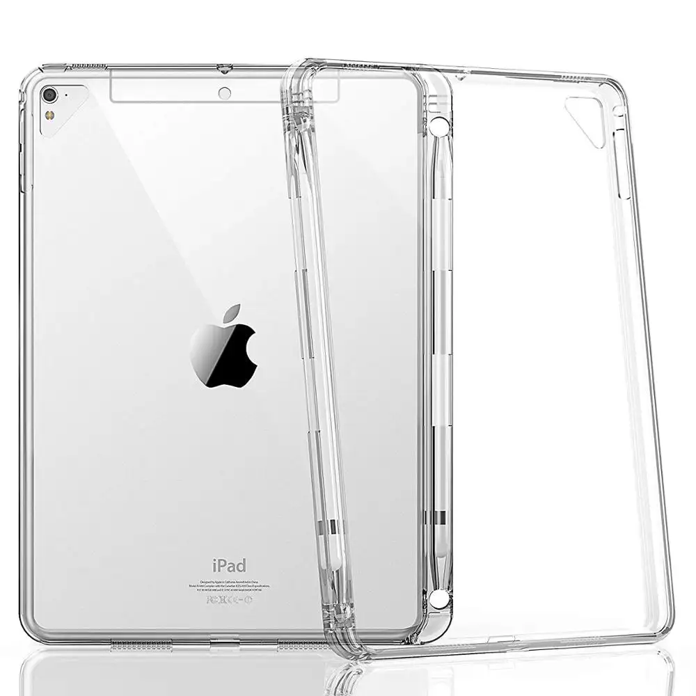 Capa de TPU transparente para tablet e tablet, porta-lápis macio e flexível para iPad Pro 9.7 durável