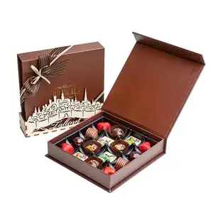 Toptan lüks katlanır manyetik çikolata bonbon truffle ambalaj hediye kutusu