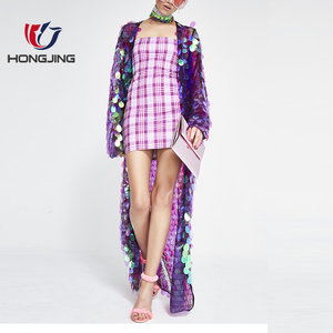 Women's Banquet Sequin Embroider Poly Open Front No Closure Long Kimono Long Sleeves <strong>Straight</strong> Hem Wedding Prom Party <strong>Jacket</strong> - Product Image 1