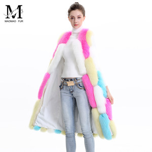 Nuevo diseño colorido de piel de zorro chaleco mujeres cálido invierno de lujo Sexy Chaleco de piel