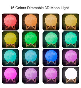 16 Colors Remote Control Rechargeable <strong>USB</strong> <strong>Night</strong> <strong>Light</strong> 3D Printing RGB 3D Moonlamps - Product Image 2