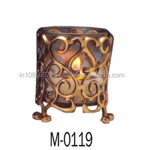 Brass Glass Decorative <b>Candle</b> Holder with Golden Finishes - Product Image 4