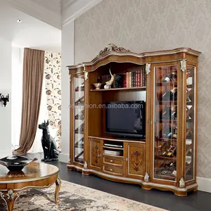 OE-FASHION 新的经典木雕电视架与客厅的葡萄酒柜