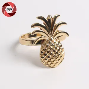 Wholesale Wedding Metal fruit pineapple napkin ring gold plated