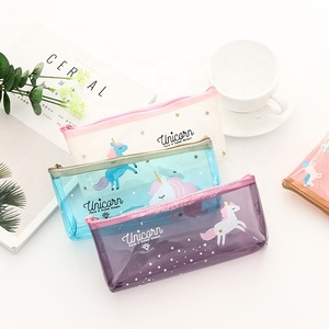 Creative Student Stationery Office Supplies PVC Cartoon Unicorn Pencil Case Bag Pouch Small