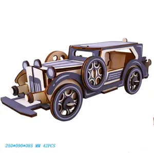 Free samples customized puzzles kids jigsaw 3D Woodcraft Wooden Construction Kit DIY Cardboard Wood Model Car Puzzle