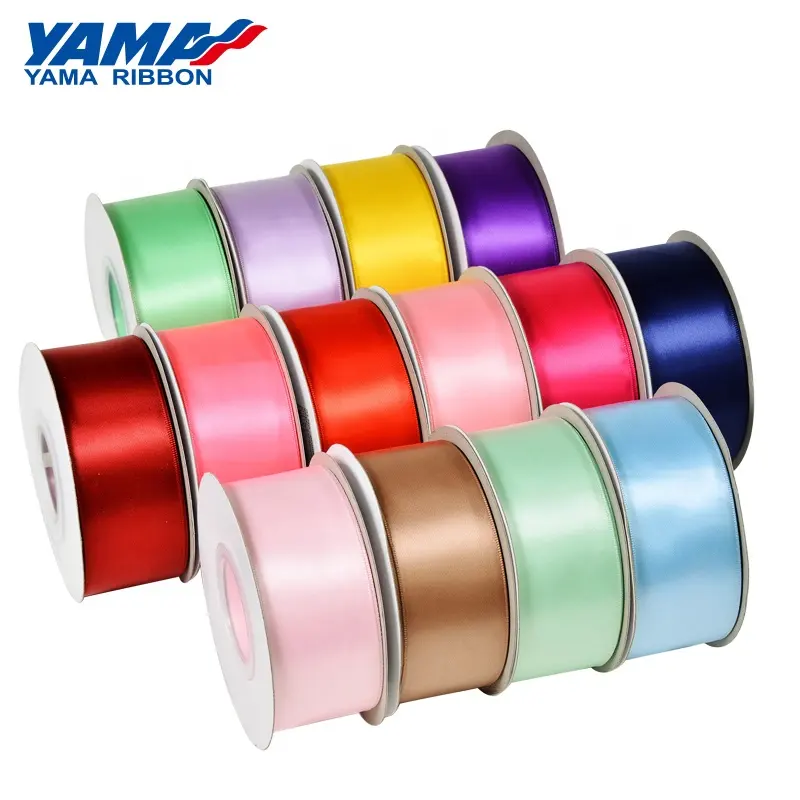 YAMA Nhà Máy Thả Hỗn Hợp Màu Rắn 3-100MM Chiều Rộng Đơn Đôi Phải Đối Mặt Mịn Satin Ribbon