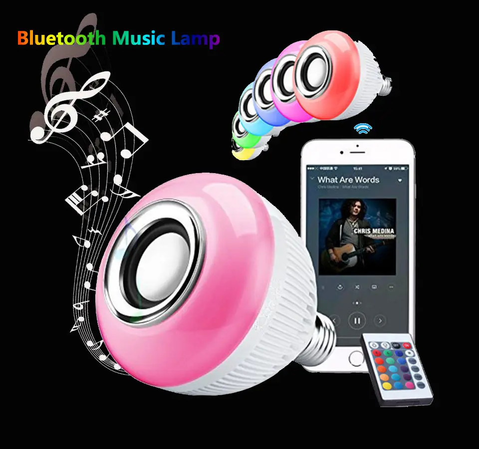 indoor party music bulb bluetooth light speaker E27 rbgw for home birthday party bass effect candle dinner rgb bulb with music
