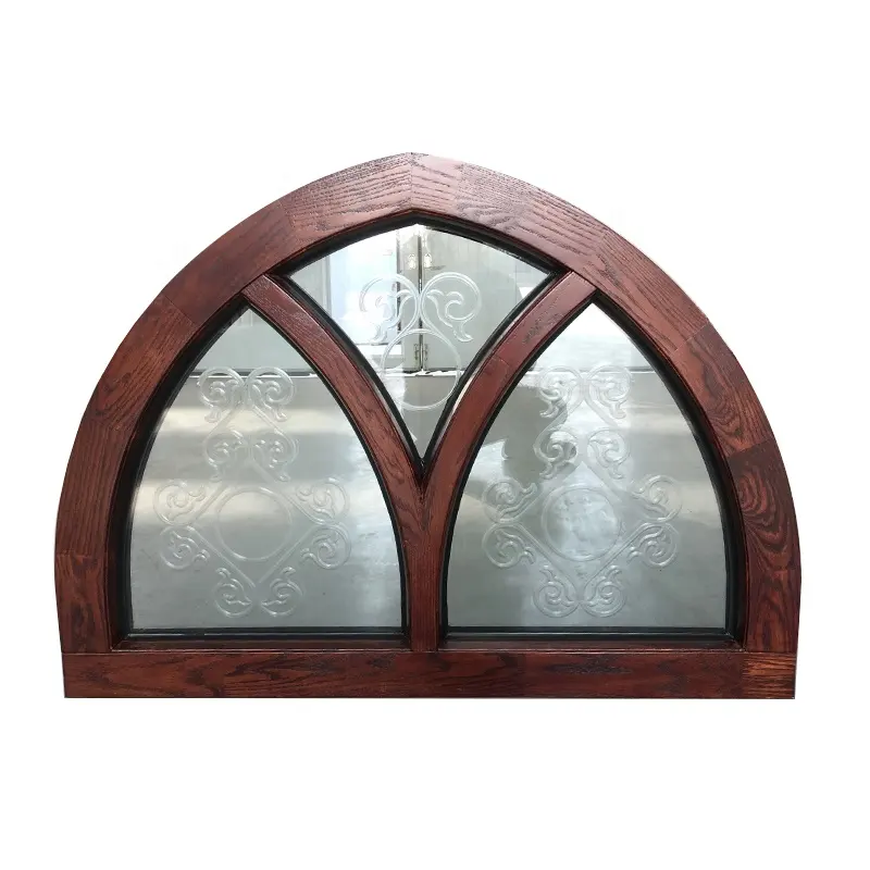 Ourwarm — arc en bois de chêne rouge, fenêtre en aluminium, arc fixe, fenêtre sculpté, design de fenêtre