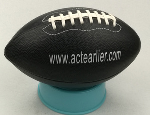 Ballons de football américain ActEarlier en cuir PVC noir à surface grainée, avec logo personnalisé imprimé, taille 9 - Product Image 5