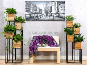 Foshan-Perchero <span class=keywords><strong>de</strong></span> hierro negro personalizado para flores, soporte <span class=keywords><strong>de</strong></span> madera para macetas - Product Image 3