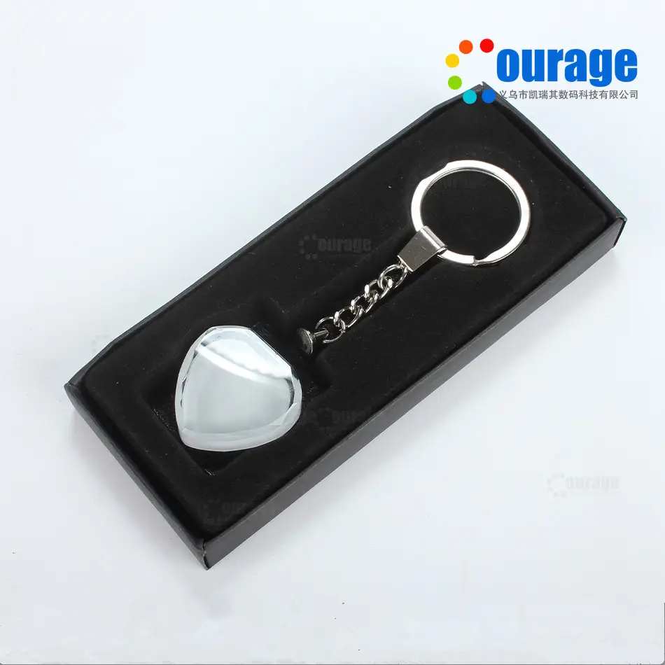 Promotional Heart Shape Sublimation Custom Crystal Keychain Decor