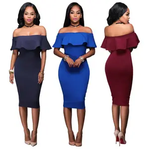 Ready to Ship Wholesale Women Sexy Close Off Shoulder Thin Buttock Backless Hot Style Evening Party Dress Skirt