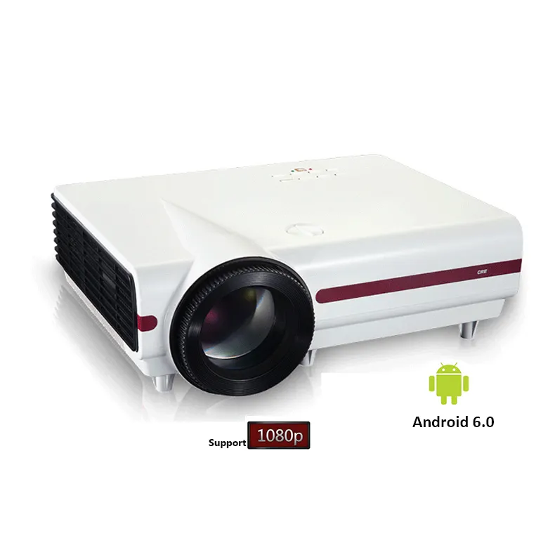 CRE Asli 1280X800 Android 6.0 WIFI HD 5.8 Inci LCD LED TV Video Film Proyektor Penopang 1080 P