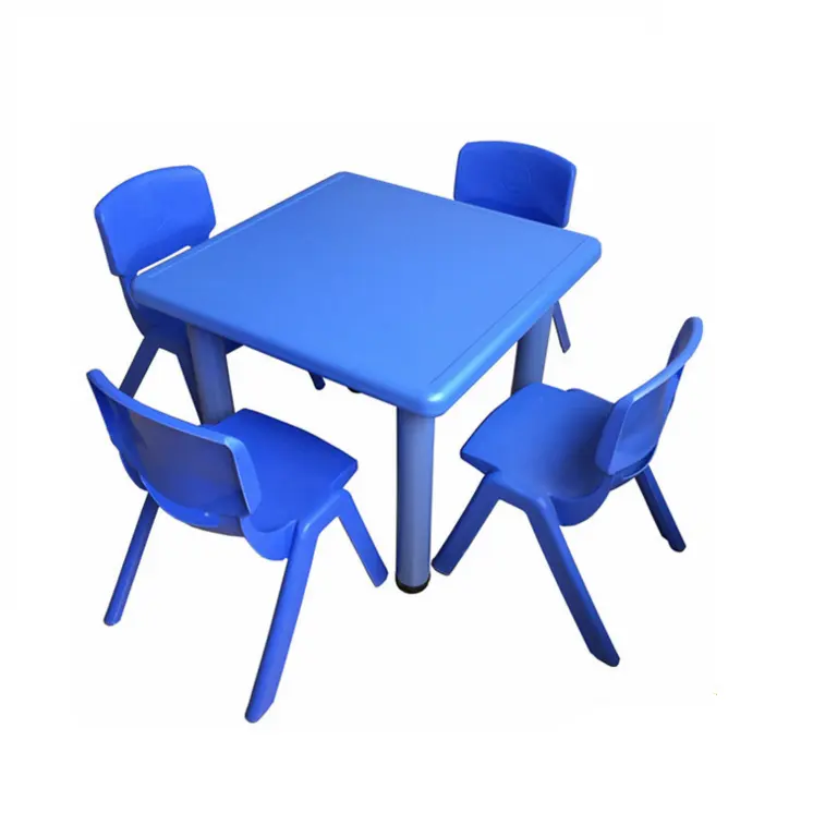 Easy assemble preschool classroom furniture cheap plastic nursery square kids study table and chair for home children room