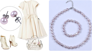 אמיתי אמא של פרל שרשרת מחיר, גדול מים מתוקים פרל שרשרת סט - Product Image 5