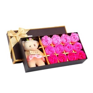 Confezione Regalo con 12 Fiori <span class=keywords><strong>di</strong></span> Sapone + Orsacchiotto, <span class=keywords><strong>Rose</strong></span> Creativi per Festa della Mamma e <span class=keywords><strong>San</strong></span> <span class=keywords><strong>Valentino</strong></span> - Product Image 1