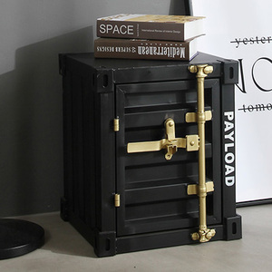 Mesa de centro pequeña con cerradura, diseño de contenedor de <span class=keywords><strong>Metal</strong></span> de hierro oxidado <span class=keywords><strong>Vintage</strong></span> Industrial