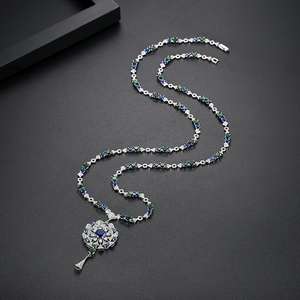 LUOTEEMI lüks uzun kolye AA kübik zirkonya zarif çiçek kazak kolye moda takı kadınlar için yüksek kalite - Product Image 4