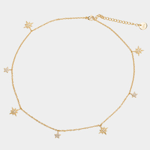 Huilin personalizado oro puro Simple Occidente oro puro Luna estrella geometría collar - Product Image 2
