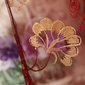 Di lusso del ricamo di stile borgogna doppio strato tenda di finestra - Product Image 3