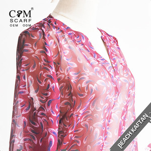 Resorte de las mujeres de impresión Floral 3/4 <span class=keywords><strong>manga</strong></span> Irregular Hem túnica asimétrica suelta blusa larga Tops - Product Image 3