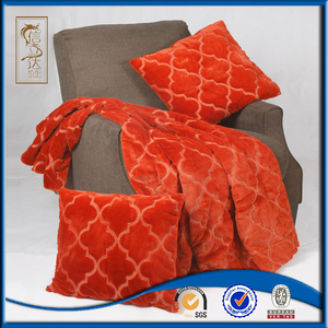 <span class=keywords><strong>Orange</strong></span> brûlé en <span class=keywords><strong>fausse</strong></span> <span class=keywords><strong>fourrure</strong></span> jeter pliable couverture en tricot motif polaire oreiller couverture - Product Image 2