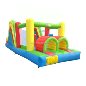 QUINTAL Tudo Em 1 Uso Doméstico Casa do Salto Inflável Salto Trampolim Grande pista de Obstáculos Bouncer Nylon Com Ventiladores