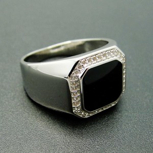 Di alta Qualità Classiche Da Uomo <span class=keywords><strong>Anelli</strong></span> In <span class=keywords><strong>Argento</strong></span> Sterling 925 Dei Monili di Modo Degli Uomini Di Fidanzamento Smalto Nero Anello - Product Image 5