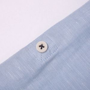 HOMME DÉCONTRACTÉ MANCHE LONGUE BLEU RESPIRANT <span class=keywords><strong>COL</strong></span> <span class=keywords><strong>MAO</strong></span> COUPE CLASSIQUE D'ÉTÉ CHEMISE EN LIN - Product Image 5