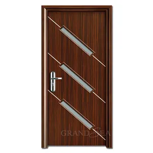 Newly designed flush pvc door wooden with glass