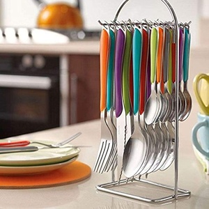 24 pezzi di Posate Appeso In Acciaio Inox con Colori Manico In Plastica Set di Posate, Luminoso Multicolore Mensa Cutler - Product Image 3