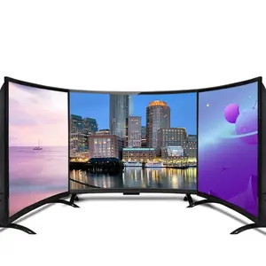 Tela de tv curvada de 55 65 polegadas, preço barato de fábrica, usb, vídeo toslink, suporte vga 4k wi-fi, smart tv