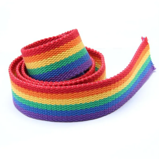 45MM Black of width Rainbow color Spun Polyester twill Webbing strap for bag belt ribbon