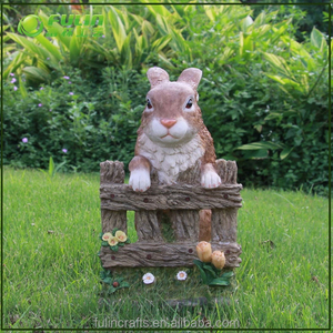 Estatua de Conejo de Poliresina, Figura de Animal de Resina para Jardín de <span class=keywords><strong>Hadas</strong></span>, Decoración del Hogar, Técnica de Pintura de Arte Popular para Navidad - Product Image 2