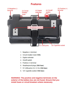 En plastique 12v moto voiture bateau marine boîte de <span class=keywords><strong>batterie</strong></span> - Product Image 5
