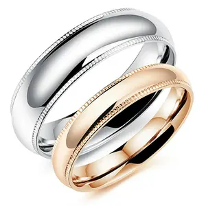 Marlary批发简单不锈钢2 pcs空白金戒指设计情侣爱情戒指最佳情人节礼物戒指