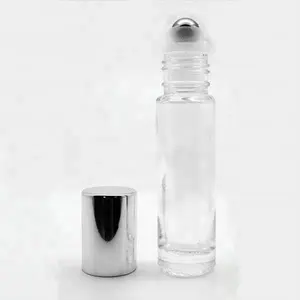 4 мл, 6 мл, 8 мл, 10 мл, прозрачные стеклянные бутылки с роликами с металлическими вставками и серебряными крышками