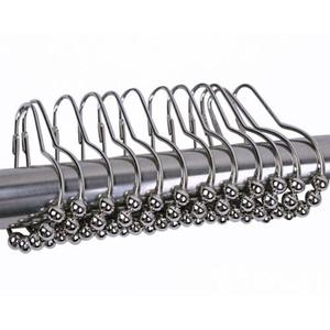 Weilz848 — rouleau de rideau de douche, avec 5 <span class=keywords><strong>crochets</strong></span>, accessoires <span class=keywords><strong>pour</strong></span> <span class=keywords><strong>rideaux</strong></span>, boule de Nickel poli en Satin et sequin, 12 pièces/ensemble - Product Image 4
