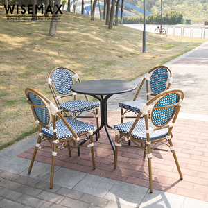 WISEMAX FURNITURE French Bistro Outdoor Rattan Garden Furniture <strong>Bamboo</strong> Look Woven Rattan Wicker <strong>Chairs</strong> - Product Image 3