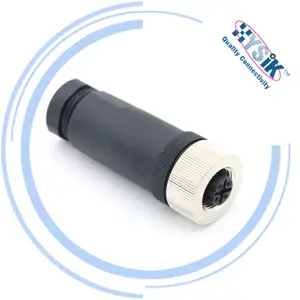 M12 4 Pin hembra campo cableable plástico Asamblea Cable impermeable ip67 conector de aviación