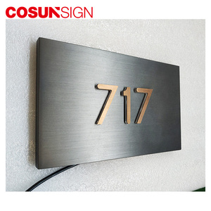 Cosun Custom ג 'ל מפואר מתכת דיגיטלי מלון דלת חדר בריטניה ריק מספר צלחת אור עיצוב - Product Image 3