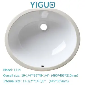 CUPC ovale forma di ciotola in ceramica da bagno lavandino/lavabo in porcellana/sottopiano vanità lavello 1512